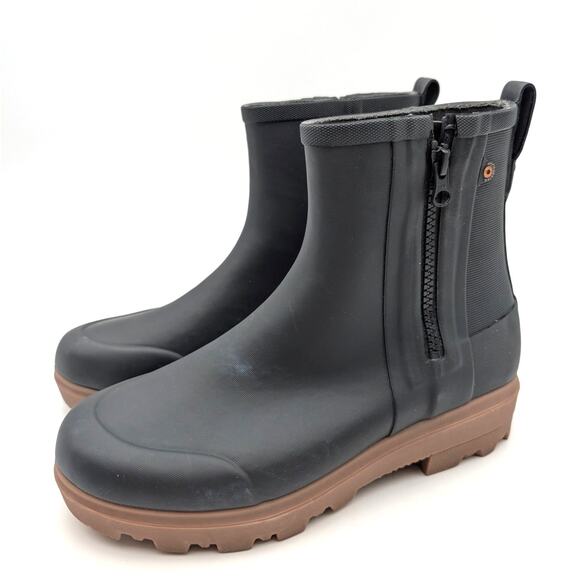 Bogs Shoes - Bogs Holly Zip Waterproof Rain Boots Side Zip Women's Black Size US8 EU39